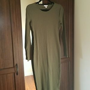 BONGO long sleeve olive green long dress